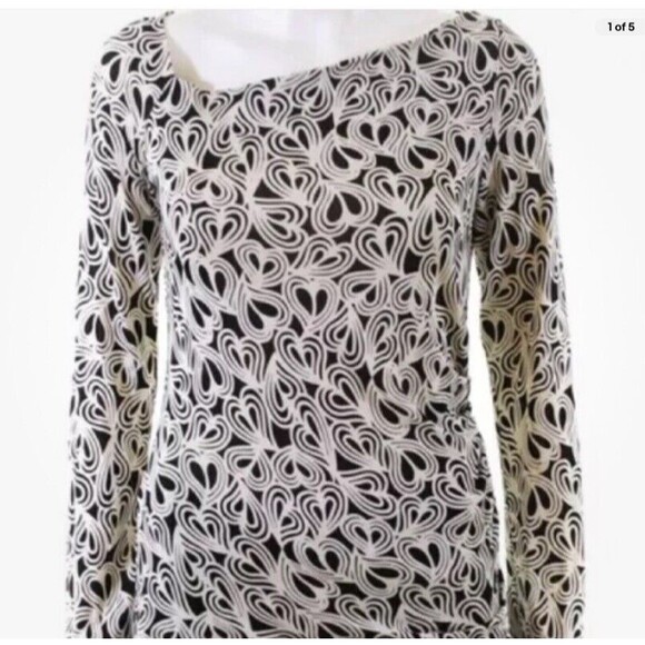 Diane Von Furstenberg Y2K Silk Heart Top Bell Sleeve Ruched Hippie Cute 70s Sz.8 - Picture 14 of 14